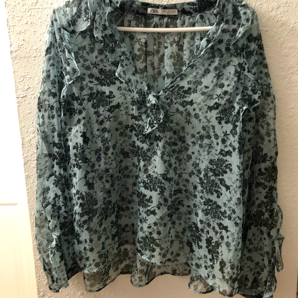 Zara Ruffle Print Blouse